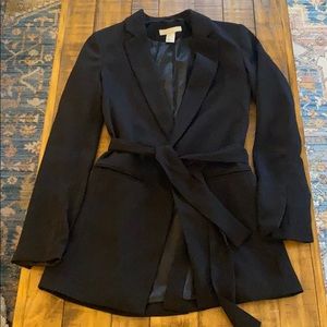 Black tie waist blazer